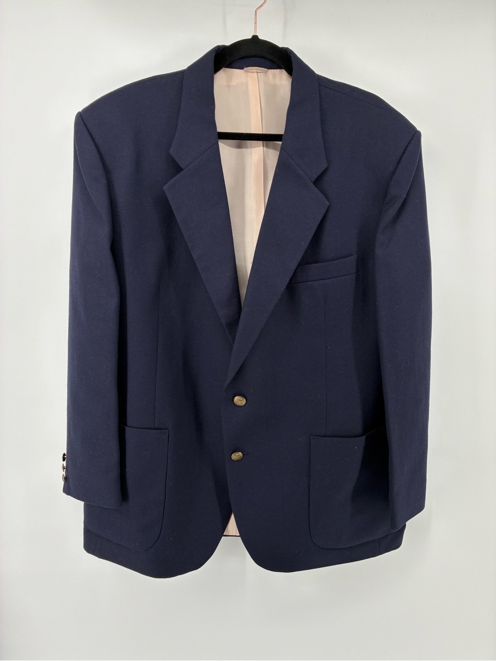 Vintage James St 100% Wool Navy Men's Two-Button Blazer Coin Buttons